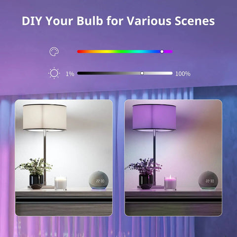 Smart LED Light Bulb Color Changing Dimmable WiFi Bluetooth Bulb Works With Alexa And Google Assistant Four Pack RGBCW