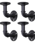 Built Tough Pipe Shelf Brackets Set 4 Pack Black L Shaped Iron Shelving Brackets For Shelves Industrial Vintage DIY Pipe Shelf Hardware