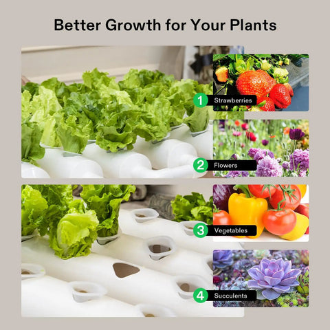 Hydroponic Grow Kit With 36 Plant Sites One Layer PVC U Pipe System Water Pump And Timer Nest Baskets And Sponges