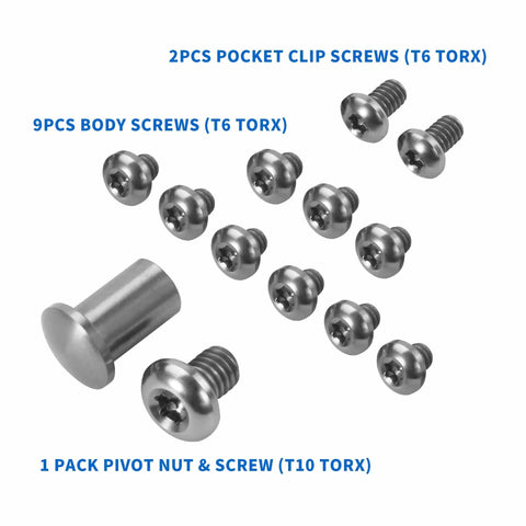13-Piece Titanium Hardware Kit For Bugout 535, Mini Bugout 533 And Bailout 537 Includes Pivot Nut, T10 Pivot Screw