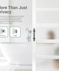 Sliding Barn Door With Frosted Glass White Finish, 30 Inch By 84 Inch, Five Lite Design, Waterproof PVC Surface in bathroom