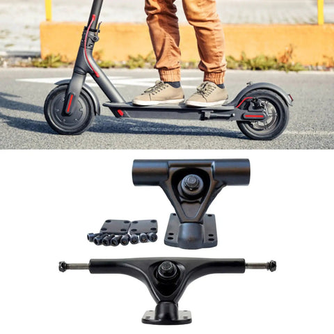 Powerful Drive Electric Skateboard Truck Built From Lightweight Aluminum Magnesium Alloys For Superior Stability Easy Assembly Smooth Wheel Roll And Quick Setup For Street Tricks And Daily Cruising, displayed with included parts and a scooter in use.