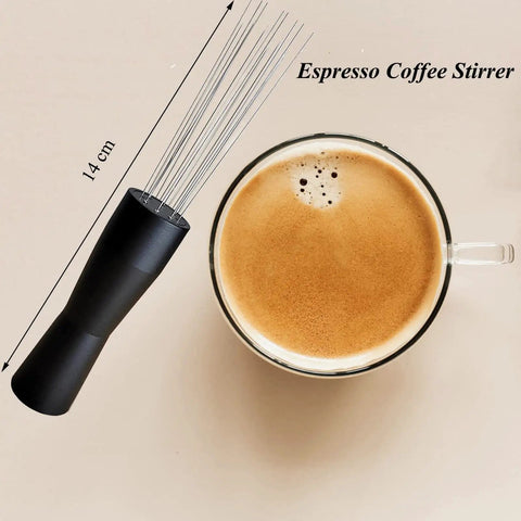 Espresso Distribution Tool Set With Needle Type Distributor For Even Dosing And Stirring 304 Stainless Steel Barista Grade Pro WDT Tool Black Finish Hand Tamping Stirrer For Home Coffee Lovers