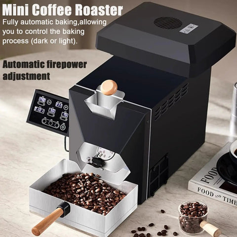 Next-Gen Electric Coffee Bean Roaster Machine - 200 Gram Capacity with stainless steel drum and digital controls.