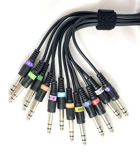 13 Cable Snake Harness Kit For Pearl E Pro Live Red Box RBM 20 Drum Module with labeled cables and Velcro strap
