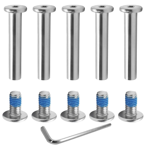 Five Sets Of 32mm Inline Skate Wheel Screws With Installation Tool, Heavy Duty Metal Socket Screws For Skates, Replacement Bearings And Axles Kit For Long Rollin Sessions, showing screws and hex key tool.