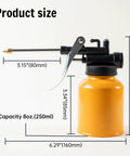 VIREYA metal hand pump oiler with MetalFlex spout, orange bottle, 8 oz (250 ml) capacity