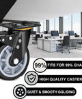 Heavy Duty Office Chair Wheels With Silent Polyurethane Casters For Hardwood Floors Roll Real Smooth handles 300 kilos in modern office setting.