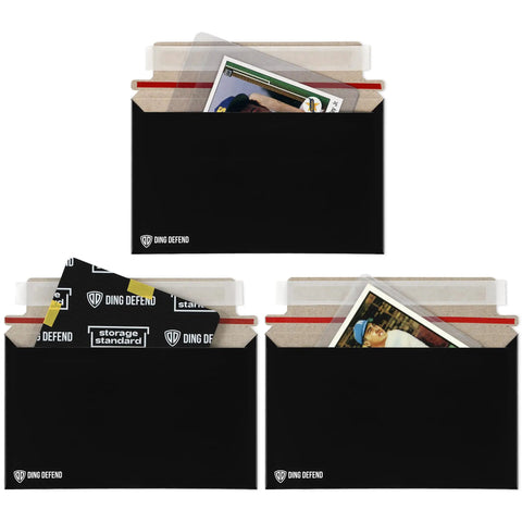 7 By 4.35 Inch Black Card Mailers For Trading Cards Self Adhesive Premium Shipping Envelopes with cards inside