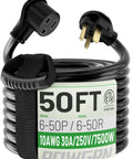 50 Foot Welder Extension Cord, 30 Amp, 10 Gauge, 250V NEMA 6-50P To 6-50R, Heavy Duty SJTW Welding Cable, ETL Listed, coiled view