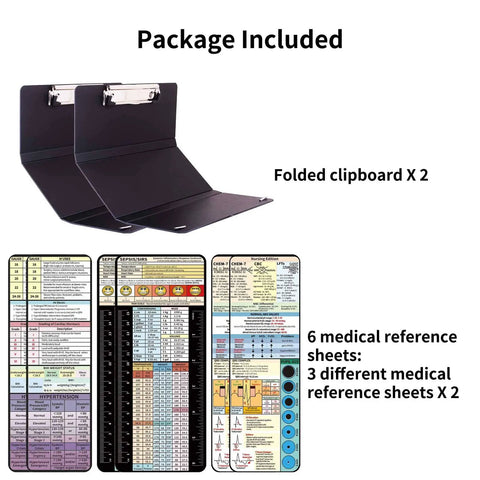 Two Pack Foldable Nursing Clipboard With 3 Layers And Medical Reference Cheat Sheets Lightweight Plastic Black Must Have Nurse Work Essentials For Shifts Portable Clipboard Set For On The Go