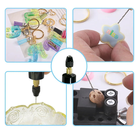Image showcasing the 233 Piece Craft Toolkit Featuring Electric Hand Drill And Precision Bits For Resin Art And Keychain Making.