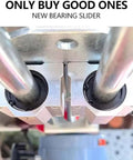 Close-up of new bearing slider on Professional Grade Circular Saw Blade Sharpener with adjustable rotary mill grinding attachment.