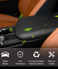 Lexus NX Center Console Cover Waterproof PU Leather Armrest Pad Custom Fit 2015 2021 NX300h NX300 NX200t, easy install shown.