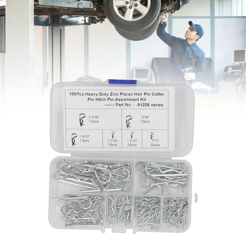 100pcs Stainless Steel Hairpin Cotter Pin Clip Kit With Resealable Storage Case for heavy duty automotive and industrial use