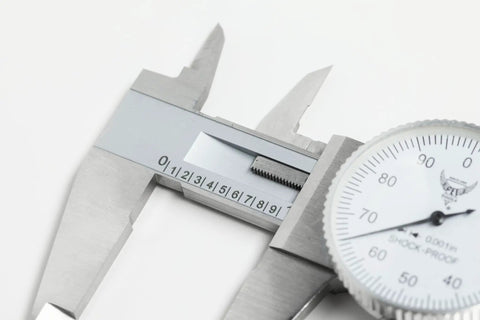 Close-up of 0-6 Inch Stainless Steel Dial Caliper With Shock Proof Dial and Pro Grade Precision for accurate measurements