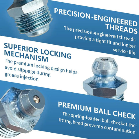 All In One 240 Piece Grease Fittings Kit with precision-engineered threads, superior locking mechanism, and premium ball check.