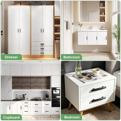Ten Pack 3 Inch 76mm Hole Centers Matte Black Solid Zinc Alloy Cabinet Handles And Drawer Pulls Built Tough For Modern Kitchen Bathroom Cupboard Dresser And Closet