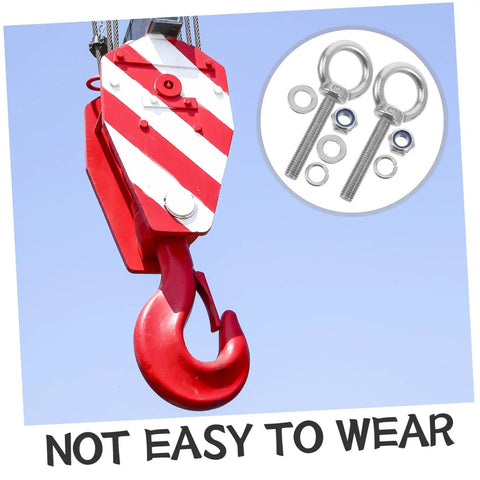 Stainless Steel M10x60 Eyebolt Kit With Nuts And Washers For Concrete Anchors Includes Flat Washer And Spring Washer Heavy Duty Threaded Eye Bolts For Rock Solid Vibration Resistant Secure Fastening, red crane hook with eye bolts and washers