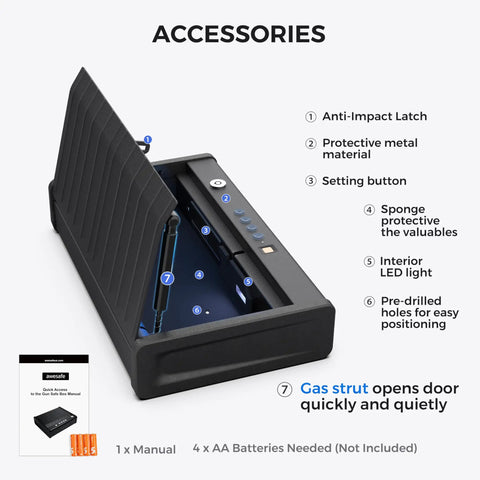 Biometric Gun Safe For Pistols With 3 Ways Quick Access Fingerprint Digital PIN And Key Portable Handgun Safe open view
