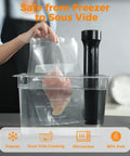 Quart Vacuum Sealer Bags For Food 8 By 12 Inches 50 Count BPA Free Thick Bags For Freezer Storage Meal Prep And Portion Control Keep Your Eats Fresh Longer shown sealing chicken for sous vide.