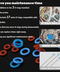 Premium Boiler Steam Probe Replacement Kit 3 Pack With Sealing Rings For Breville Sage Dual Boiler And Oracle Touch Espresso Makers, O-rings and probes layout.