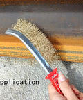 2 Pack Stainless Steel Wire Brushes for Automotive Cleaning and Rust Removal in use on metal surface