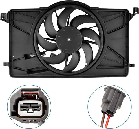 Engine Radiator Cooling Fan Without Control Module Fits Ford Focus Electric Se S 2012 2018 directly mounted with connector visible.