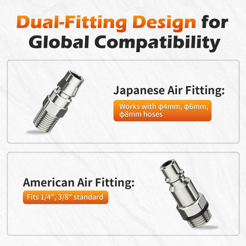 No Fuss Heavy Duty Coolant Vacuum Refill Kit With Six Durable Adapters And Tapered Cone showcasing dual air fittings for global compatibility.
