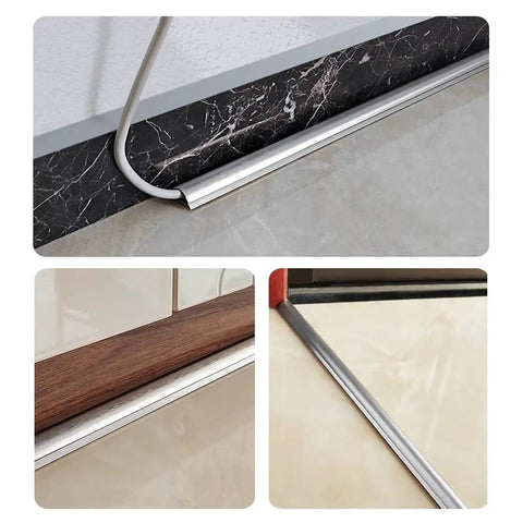 Self Adhesive Metal Cable Concealer For Floors And Desks Black Aluminum Cord Hider In Seventy Nine Inch Run with cable inserted