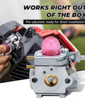 Carburetor Replacement For Troy-Bilt TB22 TB21EC TB22EC TB32EC shown before installation on a trimmer engine