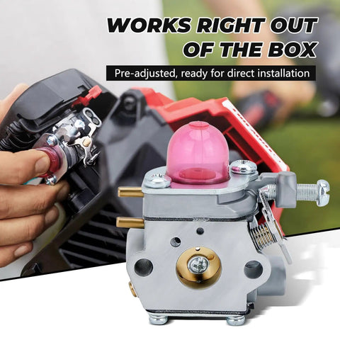 Carburetor Replacement For Troy-Bilt TB22 TB21EC TB22EC TB32EC shown before installation on a trimmer engine