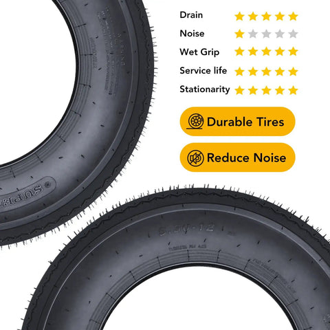 Heavy Duty Trailer Tire Set With 6PR Load Range C 12 Inch All Weather Tires For Utility Boat And Camper Trailers 2 Pack 5.30-12 Built To Handle Heavy Hauls On Tough Roads with durability and noise reduction features.