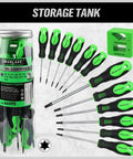 Magnetic Torx Screwdriver Set 13 Piece T5 To T40 Pro Grade Chrome Vanadium Steel with green and black handles