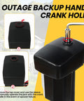 Beefy 12V Tongue Jack 4000 Lb A Frame Trailer Jack With 18 Inch Travel Drop Foot LED Light 6 Inch Adjustable Footpad 7 Foot Power Cord Fits Most RVs and Travel Trailers Protective Cover Included outage backup hand crank hole close-up