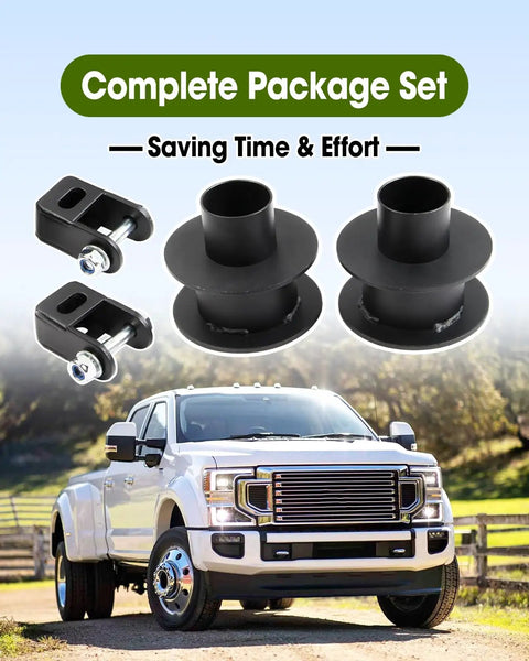 Ford F250 F350 Super Duty 4WD 2005-2023 2.5 Inch Front Leveling Kit With Steel Coil Spring Lift Spacers And Shock Mount Extenders