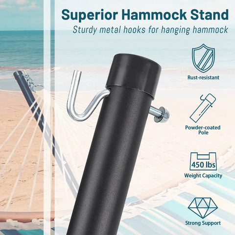 12 Foot Hammock Stand For Two Built Tough, Heavy Duty Steel Frame Supports Up To 450 Lbs, Rust Resistant Black Finish