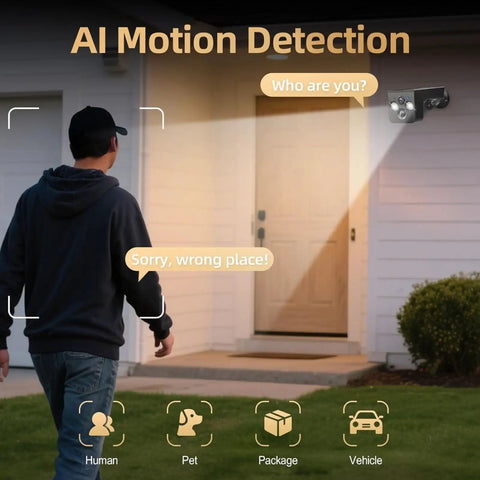 AI Motion Detection feature of 2 Pack Solar Powered Security Cameras Wireless Outdoor 2K WiFi Cameras With Night Vision in use