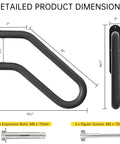 Detailed product dimensions for Built Like A Tank Heavy Duty Wrought Iron Hand Rails For Outdoor Steps, U Shaped exterior stair railing.