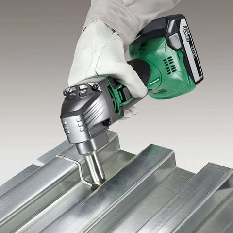 Using 18V Cordless Nibbler for Metal Panels Beasts at cutting corrugated steel, tool only, no battery