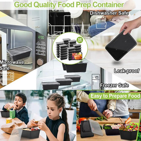 50 Pack Meal Prep Containers 26 Ounce Microwavable Reusable Food Storage With Lids For Meal Prepping Grab And Go Lunches Stackable Freezer Safe Dishwasher Safe Leakproof Durable in various settings.