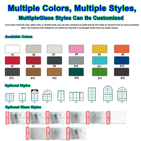 Multiple Colors, Multiple Styles of Sleek Double Arch Egress Window Offering Bulletproof Aluminum Construction For Garden Sheds.