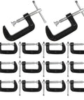 14 Pack 2 Inch C Clamps Malleable Iron Heavy Duty With Sliding Bar One And Three Eighths Inch Throat Depth Quick Grip