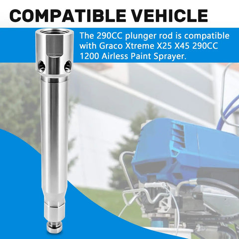 Quick Swap Plunger Rod 24B825 for 290Cc Airless Paint Sprayers, stainless steel, compatible with Xtreme X25 X45 models.