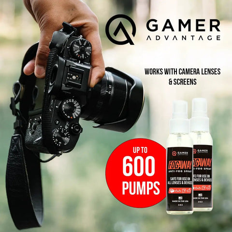 Fog Away Anti Fog Spray For Swim Goggles Glasses And Home Electronics Keeps Lenses Clear Instantly No Haze With Silicone Free Formula That Goes On Transparent And Works Against Heat Cold And Humidity next to camera