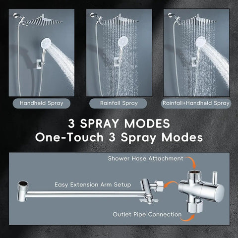 Top Shelf 10 Inch High Pressure Rain Shower Head Combo With Heavy Adjustable Arm And Versatile Five Setting Handheld Sprayer That Hits Different For Great Showers