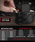 Demonstration of inserting a bullet into a 9mm Speed Loader For Quick Magazine Reloads Pain Free Handling Smooth Feeding No Jamming Compatible With 9mm And 40 S W Compact Design For All 9mm Stack Magazines Easy To Use And Range Ready.
