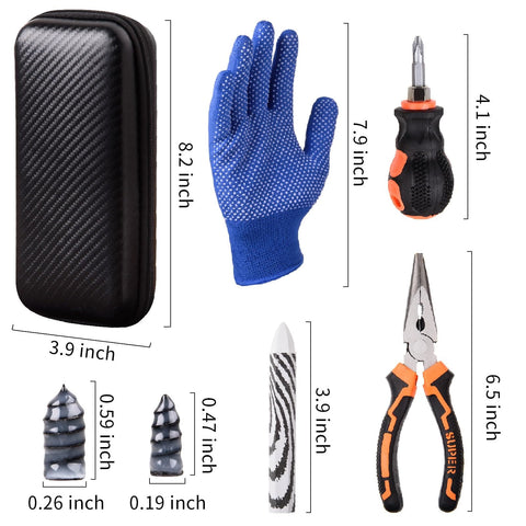 100 Piece Tire Plug Repair Kit No Tire Removal Needed Patch Tools With Portable Storage Bag and included accessories