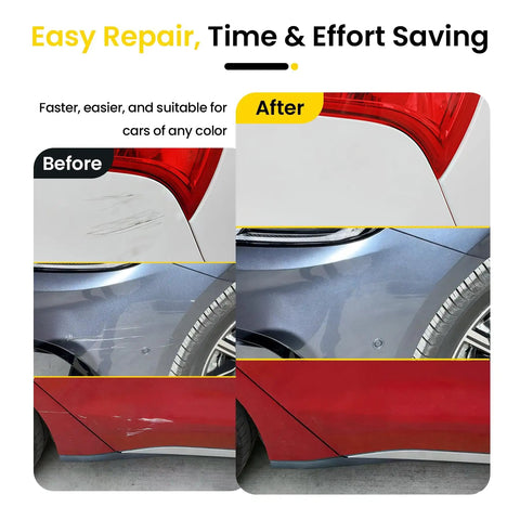 Before and after results using Scratch Remover Pen For Cars on vehicle surface, showing repaired scratches and scuffs.