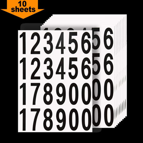 Self Adhesive Vinyl Address Numbers Stickers, 240 Pieces On 10 Sheets, Reflective And Weatherproof